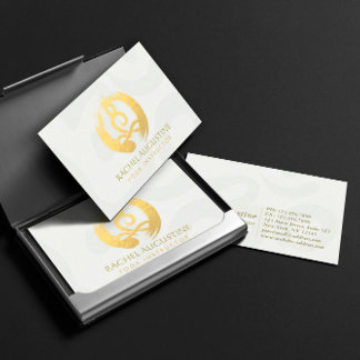 Carte De Visite Professeur de Yoga Or Blanc Pose de Méditation ZEN