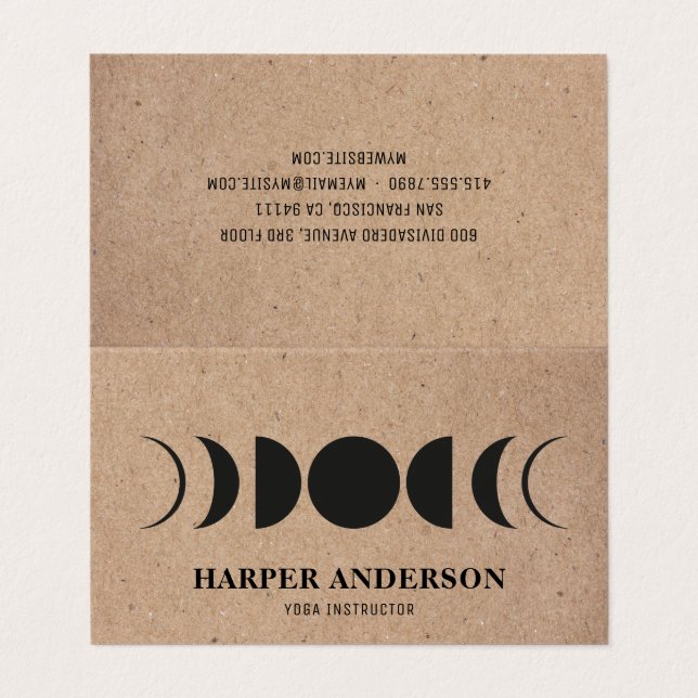 Carte De Visite Professeur de Yoga Pleine lune moderne  (Extérieur déplié)