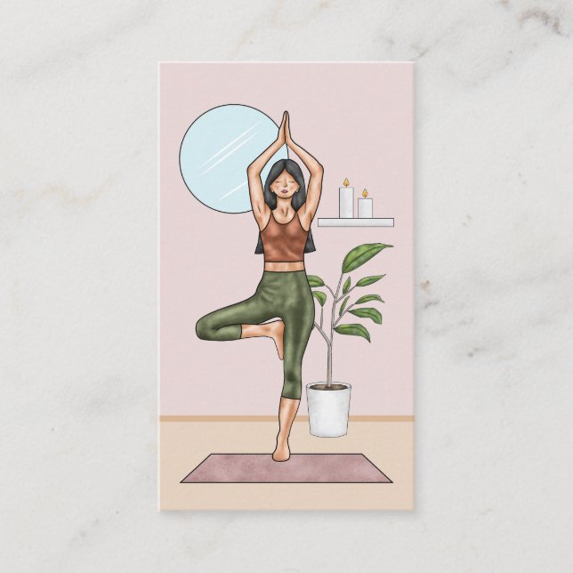 Carte De Visite Professeur de Yoga Posture de l'Arbre Équilibre En (Devant)