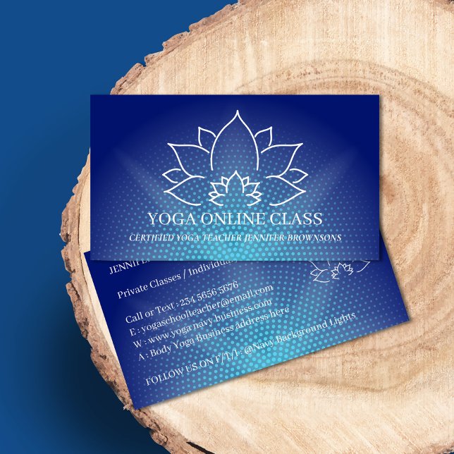 Carte De Visite Professeur de yoga privé Navy (Créateur téléchargé)