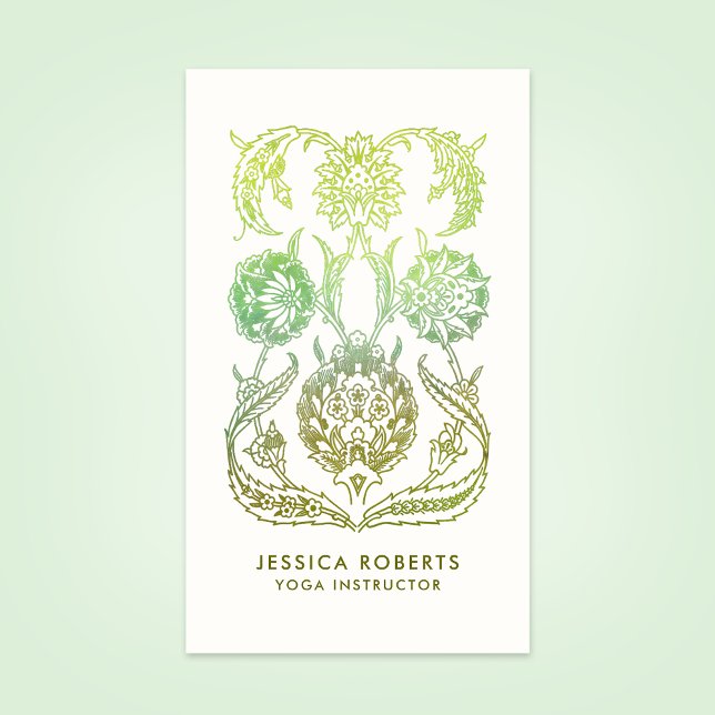 Carte De Visite Professeur de yoga professionnel vert olive cool (Créateur téléchargé)
