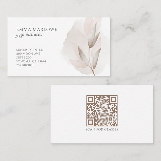 Carte De Visite Professeur de Yoga Simple (Devant / Derrière)