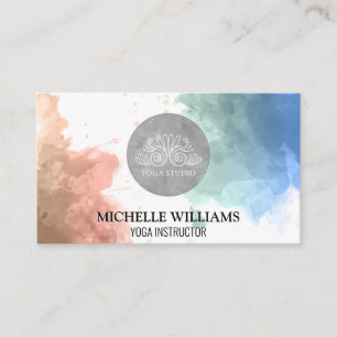 Carte De Visite Professeur de Yoga Studio Aquarelle