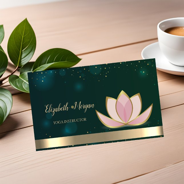 Carte De Visite Professeur de yoga Vert,Lotus (Créateur téléchargé)