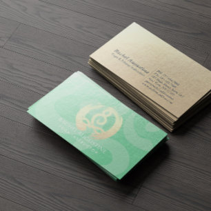 Carte De Visite Professeur de Yoga Vert Or Pose de Méditation ZEN