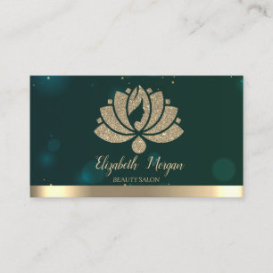Carte De Visite Professeur de Yoga Vert,Salon de Beauté Lotus