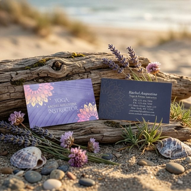 Carte De Visite Professeur de Yoga Violet Mandala Rose Gold (Créateur téléchargé)