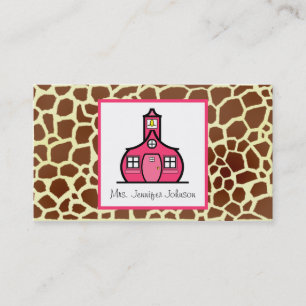 Carte De Visite Professeur d'école de rose d'impression de girafe