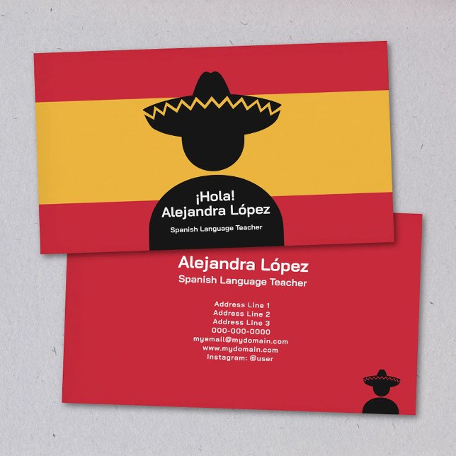Carte De Visite Professeur d'espagnol (Spanish Teacher Business Card)