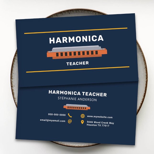 Carte De Visite Professeur d'harmonica (Harmonica Teacher Business Card)