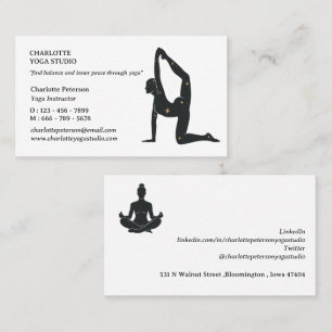 Carte De Visite Professeur d'instructeur de yoga unique et simple
