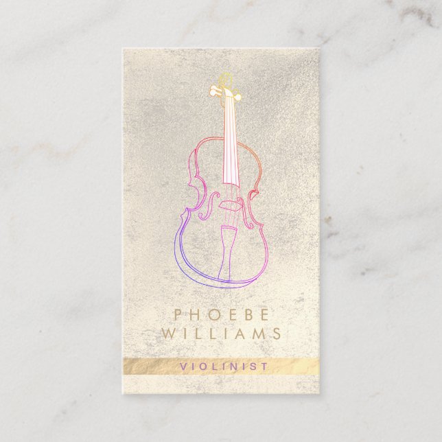 Carte De Visite professeur élégant de musique violon (Devant)