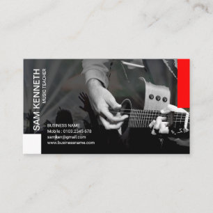 Carte De Visite Professeur gris élégant de guitariste de concert