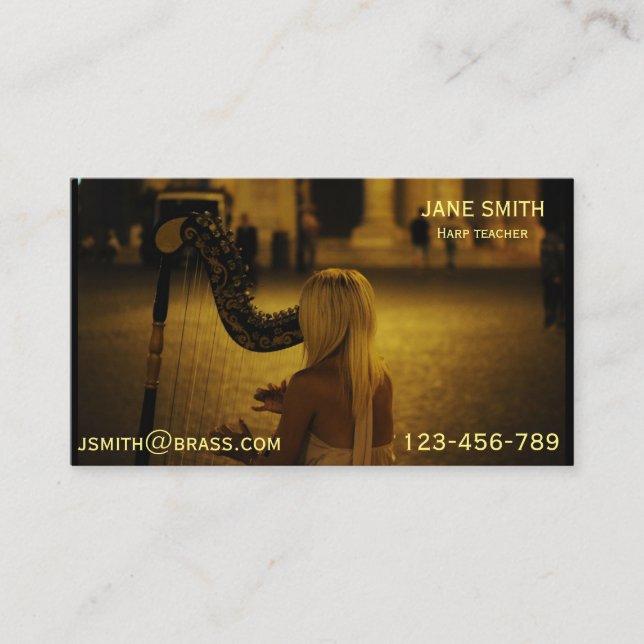 Carte De Visite Professeur ou tuteur d'harpe (Devant)
