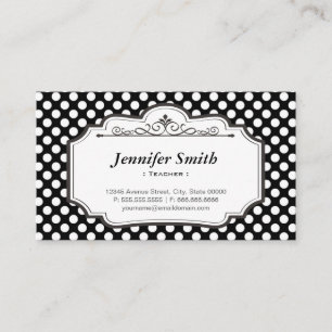 Carte De Visite Professeur - Pois noir