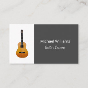 Carte De Visite Professeur Professionnel Guitare Musique Cours Gri