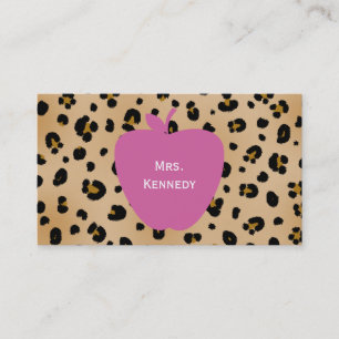 Carte De Visite Professeur rose d'empreinte de léopard d'Apple
