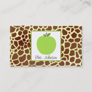 Carte De Visite Professeur vert d'impression de girafe d'Apple