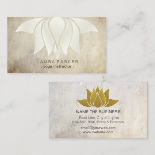 Carte De Visite Professeur vintage de Yoga Lotus Marble Elégant
