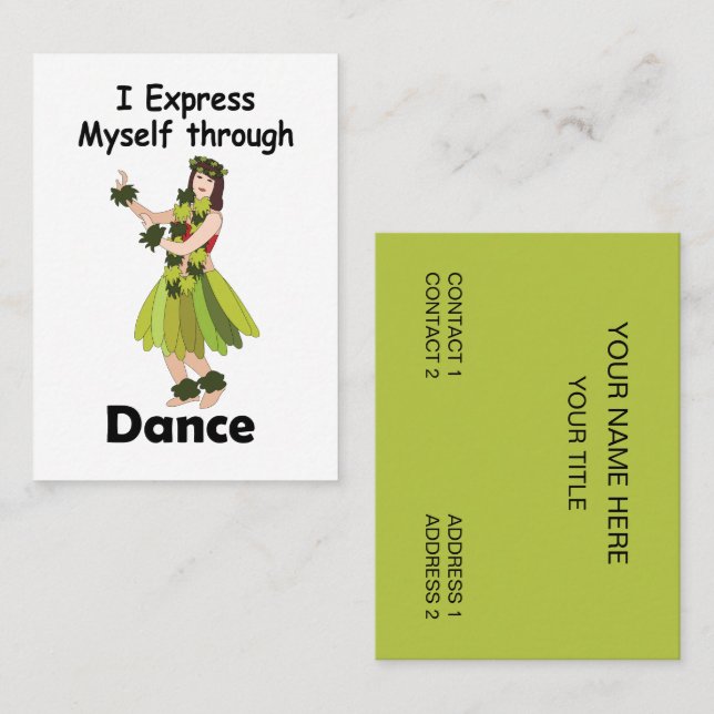 Carte De Visite Professeure de Danse Fille Danseuse Hula (Devant / Derrière)