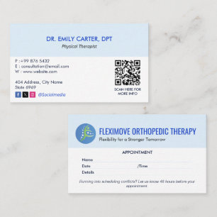 Carte De Visite Profession de thérapie orthopédique   Rendez-vous 