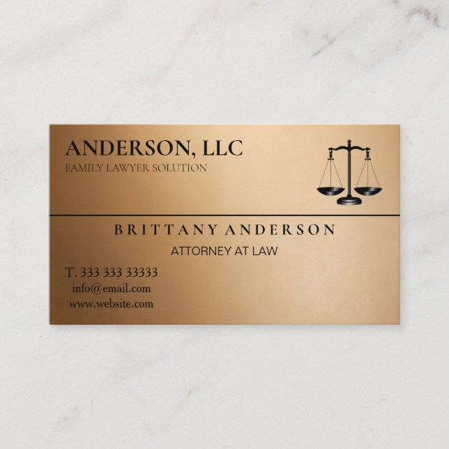 Carte De Visite Professional Attorney at Law Black Scale (Devant)