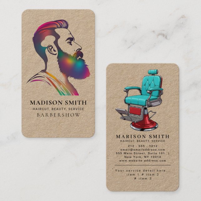Carte De Visite Professional Barber Minimalist Barbershop Rustic (Devant / Derrière)