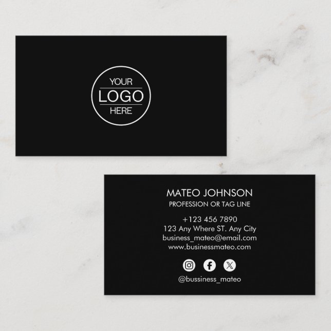 Carte De Visite Professional Black Add your logo (Devant / Derrière)