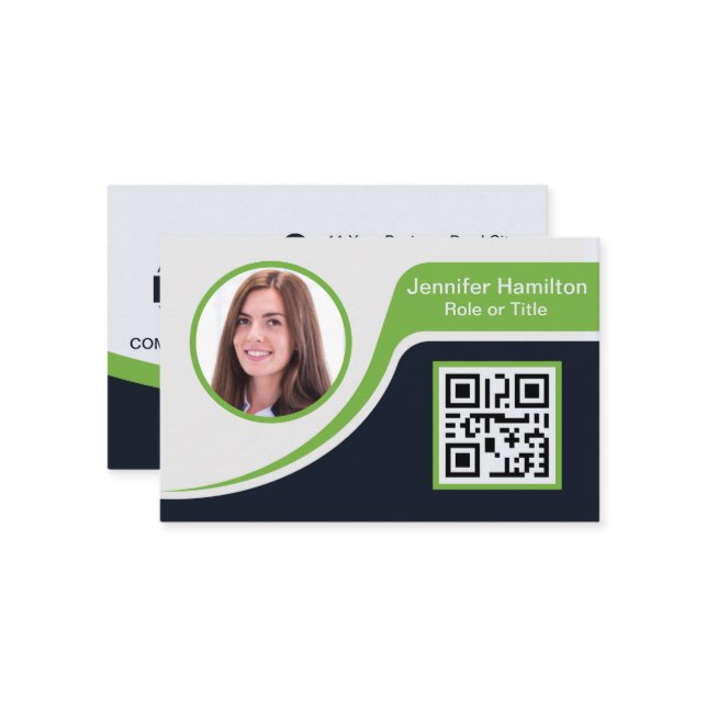 Carte De Visite Professional Black Green ajoutez votre logo QR Cod (Devant/Arrière en situation)