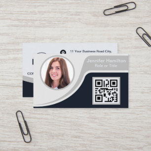 Carte De Visite Professional Black Grey ajoutez votre logo QR Busi