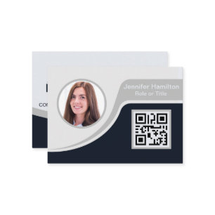 Carte De Visite Professional Black Grey ajoutez votre logo QR Busi