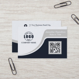 Carte De Visite Professional Black Grey ajoutez votre logo QR Code