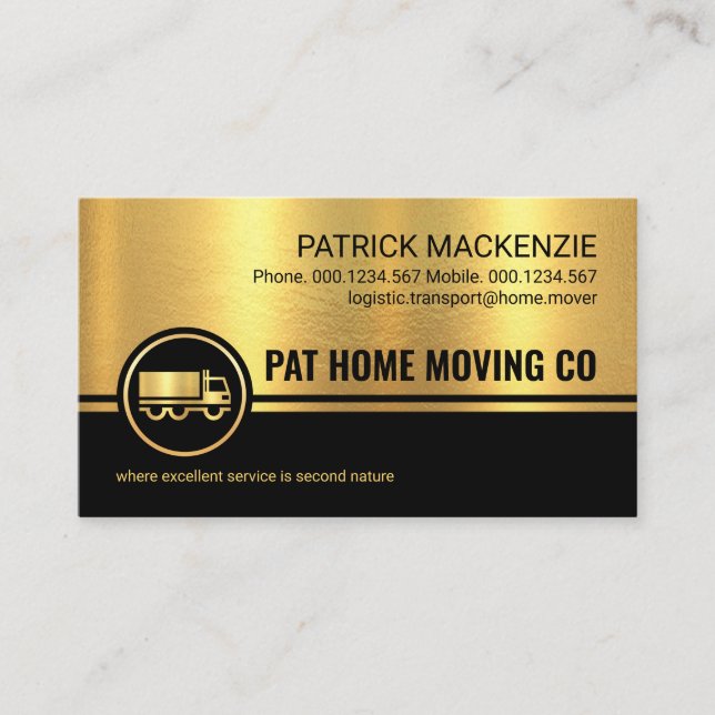 Carte De Visite Professional Black Stripes Gold Texture Trucker (Devant)