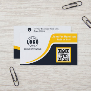 Carte De Visite Professional Black Yellow ajoutez votre logo QR Co