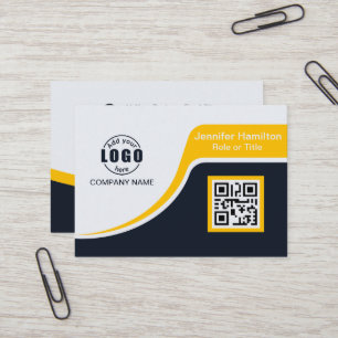 Carte De Visite Professional Black Yellow ajoutez votre logo QR Co