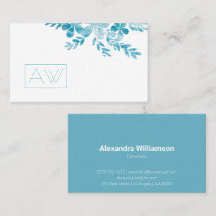 Carte De Visite Professional Boss Blue Floral Marque personnelle