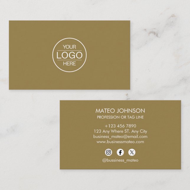 Carte De Visite Professional Brown Add your Logo (Devant / Derrière)