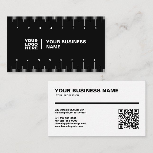 Carte De Visite Professional Business Card with Ruler (cm) (Devant / Derrière)