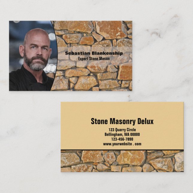 Carte De Visite Professional Business Photo Stone Wall Background (Devant / Derrière)