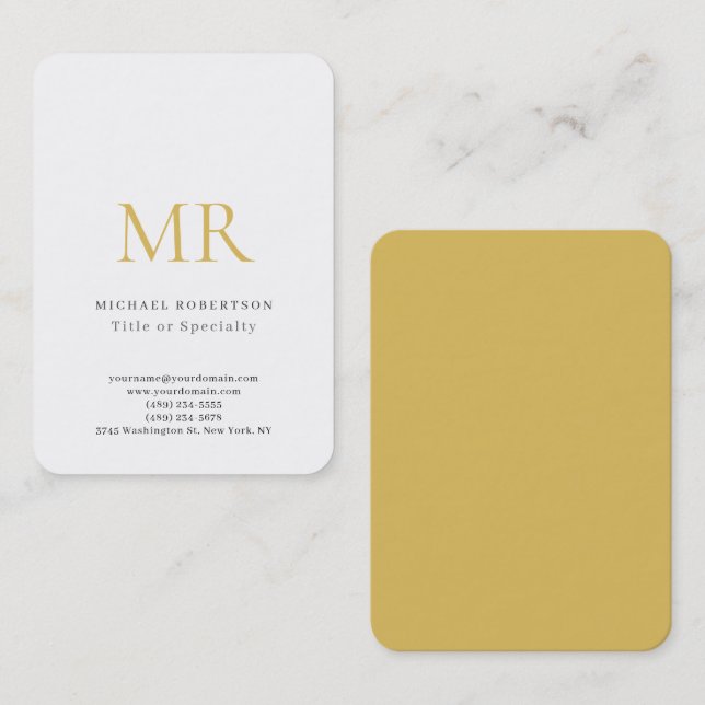 Carte De Visite Professional Classical Monogram Minimalist Plain (Devant / Derrière)