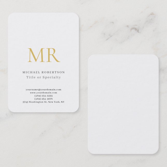 Carte De Visite Professional Classical Monogram Minimalist Plain (Devant / Derrière)