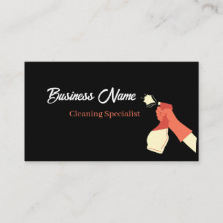 Carte De Visite Professional Cleaning Service Black Business Card