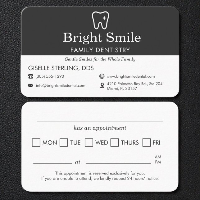 Carte De Visite Professional Dental Appointment Reminder (Créateur téléchargé)