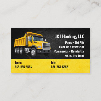 Carte De Visite Professional Dump Truck Driver Business Card