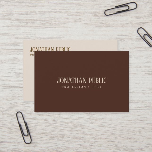 Carte De Visite Professional Elegant Brown & Beige Luxury Silk (Devant/Arrière en situation)