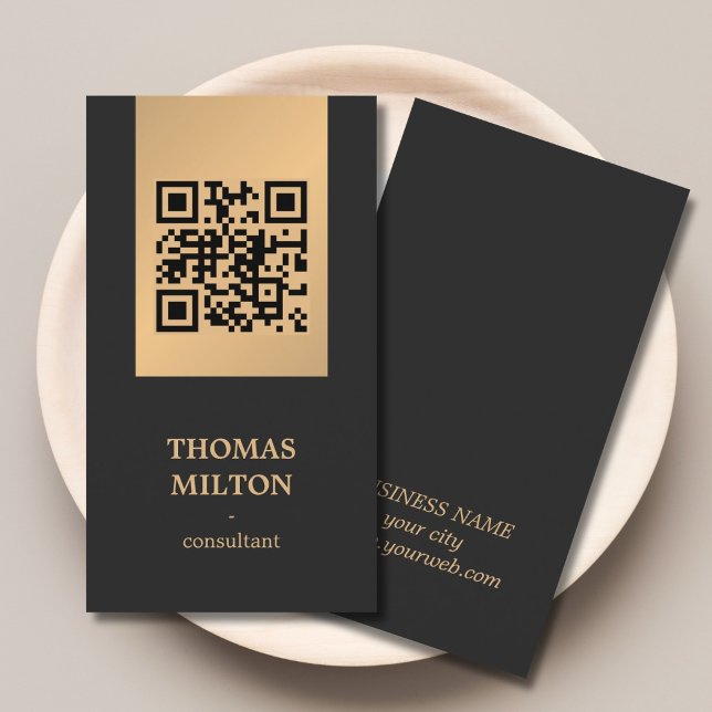 Carte De Visite Professional Elegant Faux Golden Grey Consultant (Créateur téléchargé)