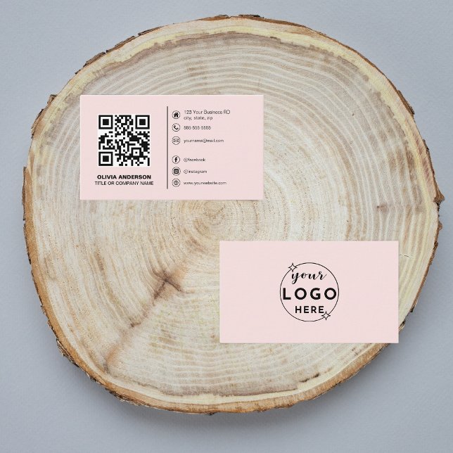 Carte De Visite Professional Elegant Minimalist Modern Blush Pink (Créateur téléchargé)