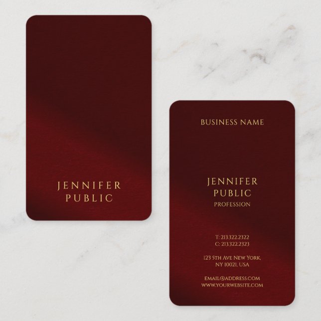 Carte De Visite Professional Elegant Template Gold Text Luxurious (Devant / Derrière)