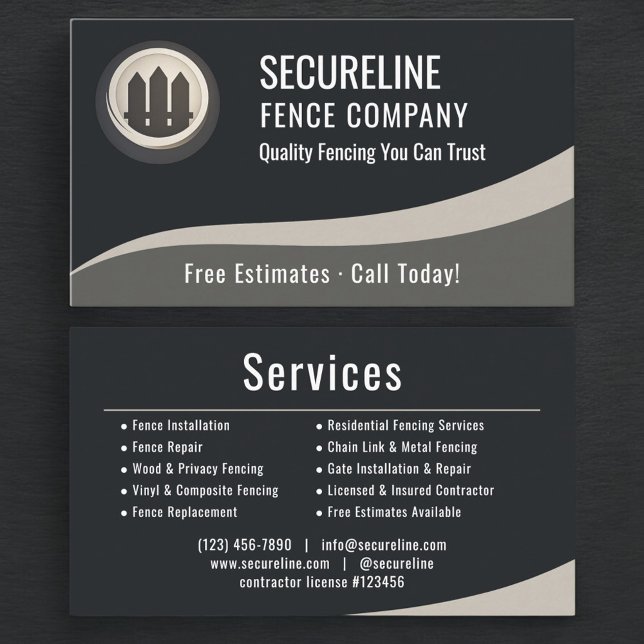 Carte De Visite Professional Fencing Fence Builder Repair Company (Créateur téléchargé)