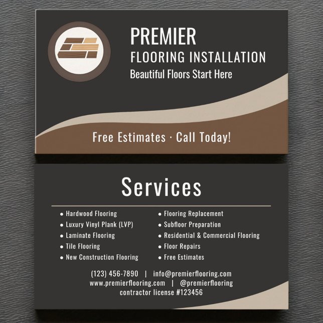 Carte De Visite Professional Flooring Installation Company (Créateur téléchargé)
